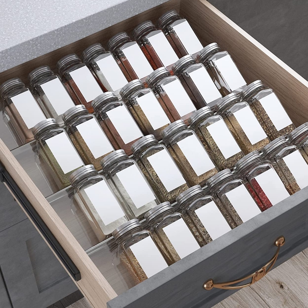Spice Drawer Organizer - 4 Clear Acrylic Tiers